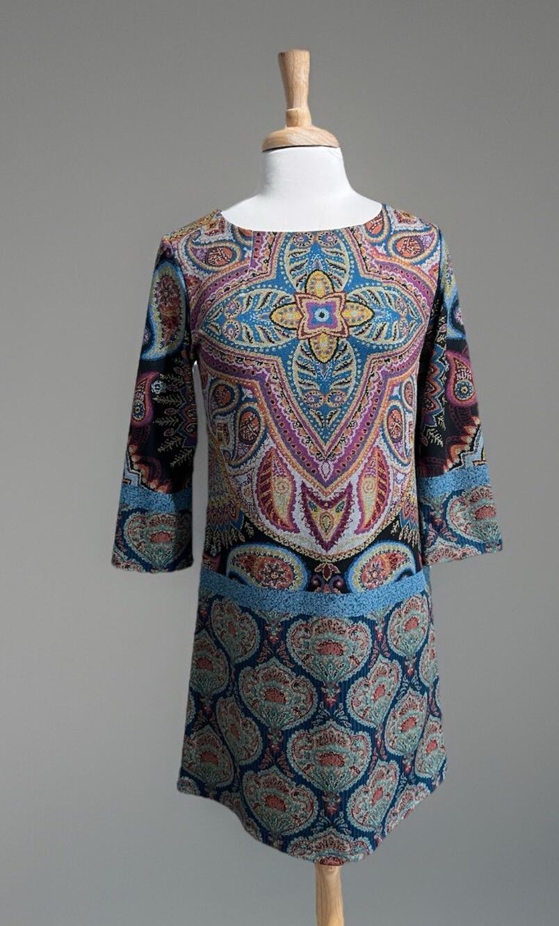 Isle Melis Kozan Mosaic Artsy Boho Indie Print Mini Dress Whimsigoth Retro Small